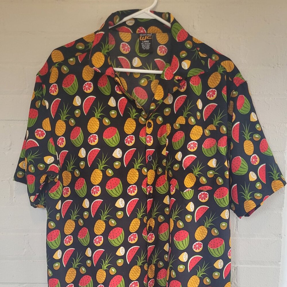 Walnut Creek Fruit Print Button Down Shirt Men's Large Watermelon Pineapple